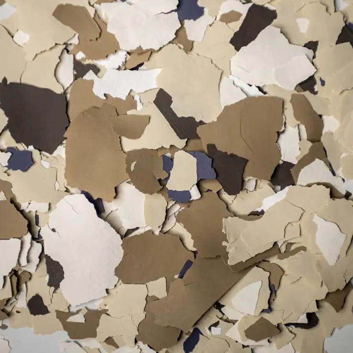 Brownstone flake blend, warm brown, sand and off-white one-inch chips