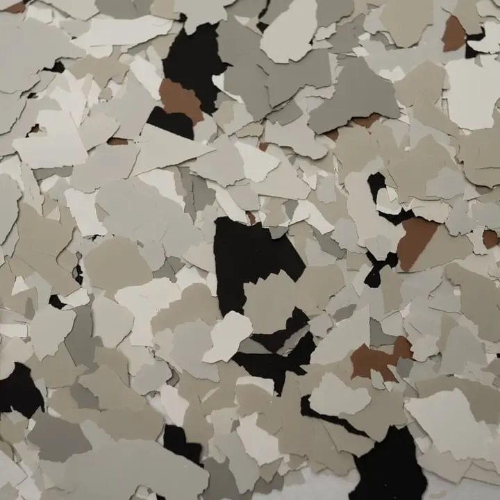 Coyote flake blend, desert tan, taupe and charcoal one-inch chips