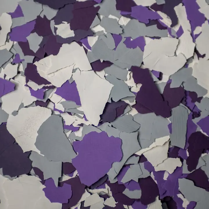 Purple Rain flake blend, violet, grey and white one-inch chips